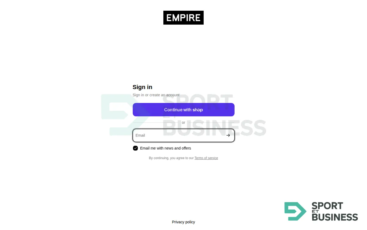 Capture : Sign in - Empire Online Store